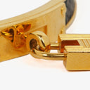 Hermes Black Lizard and Gold Plated Kelly H Lock Cadena Charm Bracelet