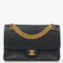 Chanel Medium Double Flap Bag Navy Quilted Lambskin With 24K Gold-Plated Hardware And Mademoiselle Chain