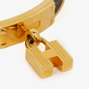 Hermes Black Lizard and Gold Plated Kelly H Lock Cadena Charm Bracelet