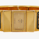 Hermes Green Equestrian Enamel and Gold Plated Loquet Bangle Quartz Watch L01.100