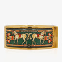 Hermes Green Equestrian Enamel and Gold Plated Loquet Bangle Quartz Watch L01.100