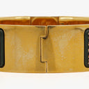 Hermes Green Equestrian Enamel and Gold Plated Loquet Bangle Quartz Watch L01.100