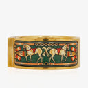 Hermes Green Equestrian Enamel and Gold Plated Loquet Bangle Quartz Watch L01.100