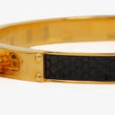 Hermes Black Lizard and Gold Plated Kelly H Lock Cadena Charm Bracelet