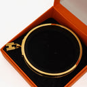 Hermes Black Lizard and Gold Plated Kelly H Lock Cadena Charm Bracelet
