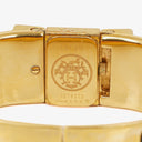 Hermes Green Equestrian Enamel and Gold Plated Loquet Bangle Quartz Watch L01.100