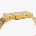 Hermes Green Equestrian Enamel and Gold Plated Loquet Bangle Quartz Watch L01.100