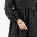 Hermes Black Lizard and Gold Plated Kelly H Lock Cadena Charm Bracelet
