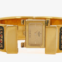Hermes Green Equestrian Enamel and Gold Plated Loquet Bangle Quartz Watch L01.100
