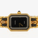 Chanel Stainless Steel Lambskin 20mm Chain Premiere Quartz Watch Gold M