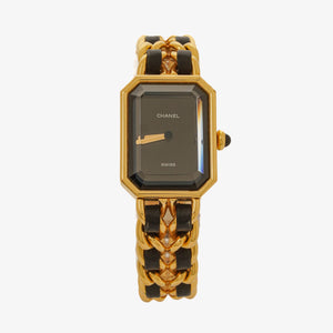 Chanel Stainless Steel Lambskin 20mm Chain Premiere Quartz Watch Gold M