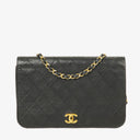 Chanel Classic Full Flap Bag Black Quilted Leather 24K Gold-Plated Hardware