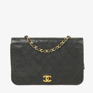 Chanel Classic Full Flap Bag Black Quilted Leather 24K Gold-Plated Hardware