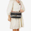 Chanel Quilted Jersey Navy White Red Jumbo Coco Sailor Flap Bag