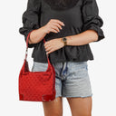 Gucci Red GG Canvas Shoulder Hobo Bag