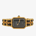 Chanel Stainless Steel Lambskin 20mm Chain Premiere Quartz Watch Gold M