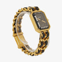 Chanel Stainless Steel Lambskin 20mm Chain Premiere Quartz Watch Gold M