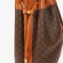 Celine Vintage Macadam Triomphe Brown Drawstring Bucket Bag