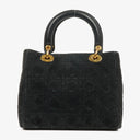 Christian Dior Black Cannage Quilted Suede Leather Lady Dior Bag
