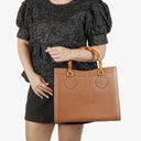 Gucci Vintage Brown Leather Diana Bamboo Tote