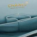 Chanel Medium Classic Vintage Double Flap Bag Light Blue Quilted Jersey 24K Gold-Plated Hardware
