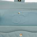 Chanel Medium Classic Vintage Double Flap Bag Light Blue Quilted Jersey 24K Gold-Plated Hardware