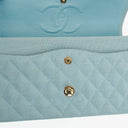Chanel Medium Classic Vintage Double Flap Bag Light Blue Quilted Jersey 24K Gold-Plated Hardware