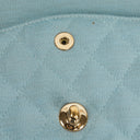 Chanel Medium Classic Vintage Double Flap Bag Light Blue Quilted Jersey 24K Gold-Plated Hardware