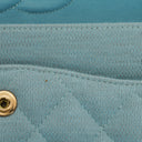 Chanel Medium Classic Vintage Double Flap Bag Light Blue Quilted Jersey 24K Gold-Plated Hardware
