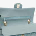 Chanel Medium Classic Vintage Double Flap Bag Light Blue Quilted Jersey 24K Gold-Plated Hardware