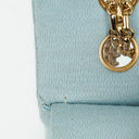 Chanel Medium Classic Vintage Double Flap Bag Light Blue Quilted Jersey 24K Gold-Plated Hardware