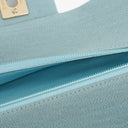 Chanel Medium Classic Vintage Double Flap Bag Light Blue Quilted Jersey 24K Gold-Plated Hardware