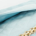 Chanel Medium Classic Vintage Double Flap Bag Light Blue Quilted Jersey 24K Gold-Plated Hardware