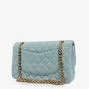 Chanel Medium Classic Vintage Double Flap Bag Light Blue Quilted Jersey 24K Gold-Plated Hardware