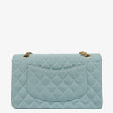 Chanel Medium Classic Vintage Double Flap Bag Light Blue Quilted Jersey 24K Gold-Plated Hardware