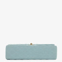 Chanel Medium Classic Vintage Double Flap Bag Light Blue Quilted Jersey 24K Gold-Plated Hardware