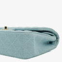 Chanel Medium Classic Vintage Double Flap Bag Light Blue Quilted Jersey 24K Gold-Plated Hardware
