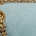 Chanel Medium Classic Vintage Double Flap Bag Light Blue Quilted Jersey 24K Gold-Plated Hardware