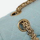 Chanel Medium Classic Vintage Double Flap Bag Light Blue Quilted Jersey 24K Gold-Plated Hardware