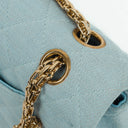 Chanel Medium Classic Vintage Double Flap Bag Light Blue Quilted Jersey 24K Gold-Plated Hardware