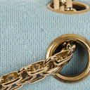 Chanel Medium Classic Vintage Double Flap Bag Light Blue Quilted Jersey 24K Gold-Plated Hardware