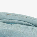 Chanel Medium Classic Vintage Double Flap Bag Light Blue Quilted Jersey 24K Gold-Plated Hardware