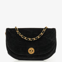 Chanel Small Half-Moon Black Velvet Flap Bag