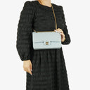 Chanel Medium Classic Vintage Double Flap Bag Light Blue Quilted Jersey 24K Gold-Plated Hardware