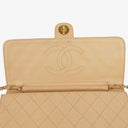 Chanel Classic Single Flap Bag Beige Quilted Lambskin With 24K Gold-Plated Hardware