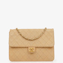 Chanel Classic Single Flap Bag Beige Quilted Lambskin With 24K Gold-Plated Hardware