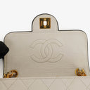 Chanel Mini Quilted Square Leather White Flap Bag With 24K Gold-Plated Hardware
