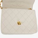 Chanel Mini Quilted Square Leather White Flap Bag With 24K Gold-Plated Hardware