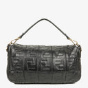 Fendi Baguette Large Black Nappa FF Embossed Bag