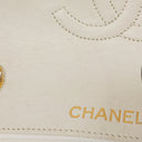 Chanel Mini Quilted Square Leather White Flap Bag With 24K Gold-Plated Hardware